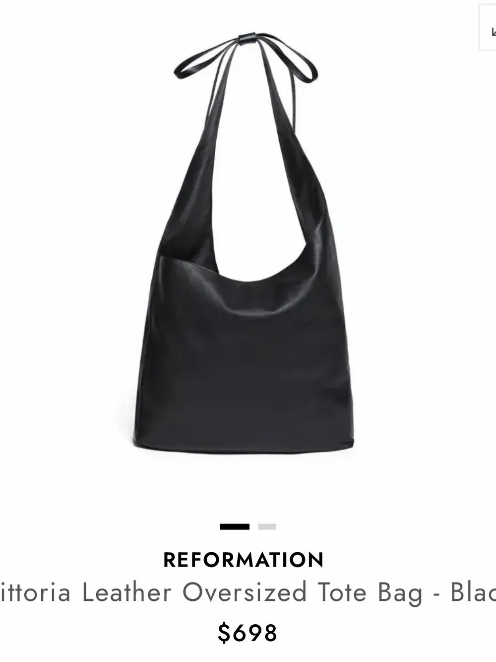 Reformation Black Leather Oversized Tie-Shoulder Tote